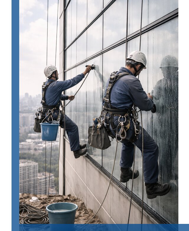 Профессиональная мойка фасадных окон альпинистами в Северодвинске