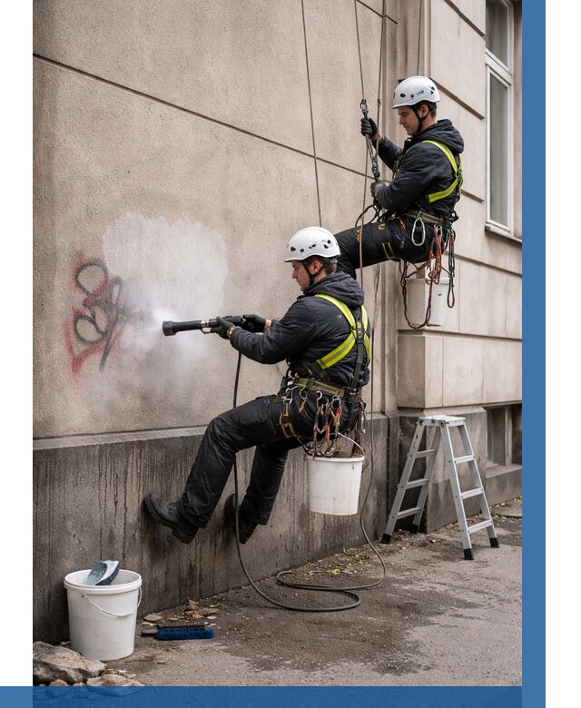 Удаление граффити с фасада в Северодвинске от 4554 р. | ВЫСОТНИК-Свр