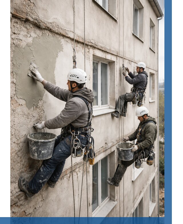 Ремонт штукатурного фасада в Северодвинске от 759 р. под ключ | ВЫСОТНИК-Свр