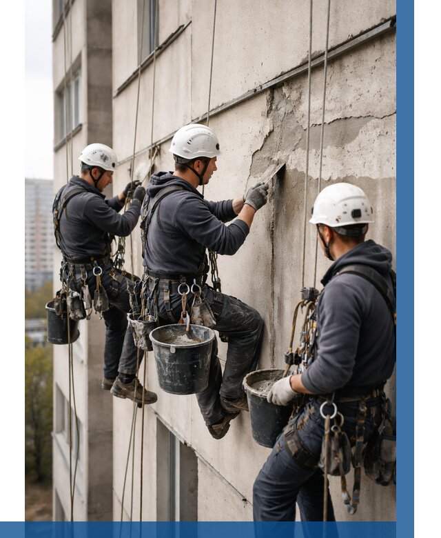 Ремонт бетонных элементов фасада в Северодвинске от 2530 р. | ВЫСОТНИК-Свр