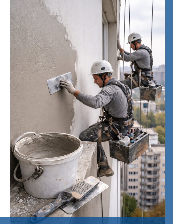 Шпаклевка фасада на высоте в Северодвинске от 708 р. | ВЫСОТНИК-Свр