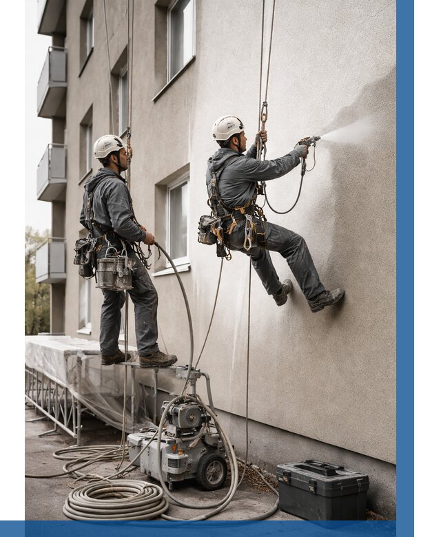 Безвоздушная покраска фасада в Северодвинске от 223 р/м² | ВЫСОТНИК-Свр