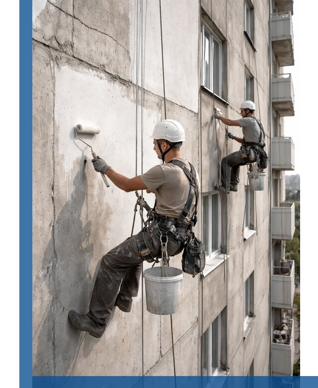 Покраска бетонного фасада в Северодвинске для жилых и промышленных объектов