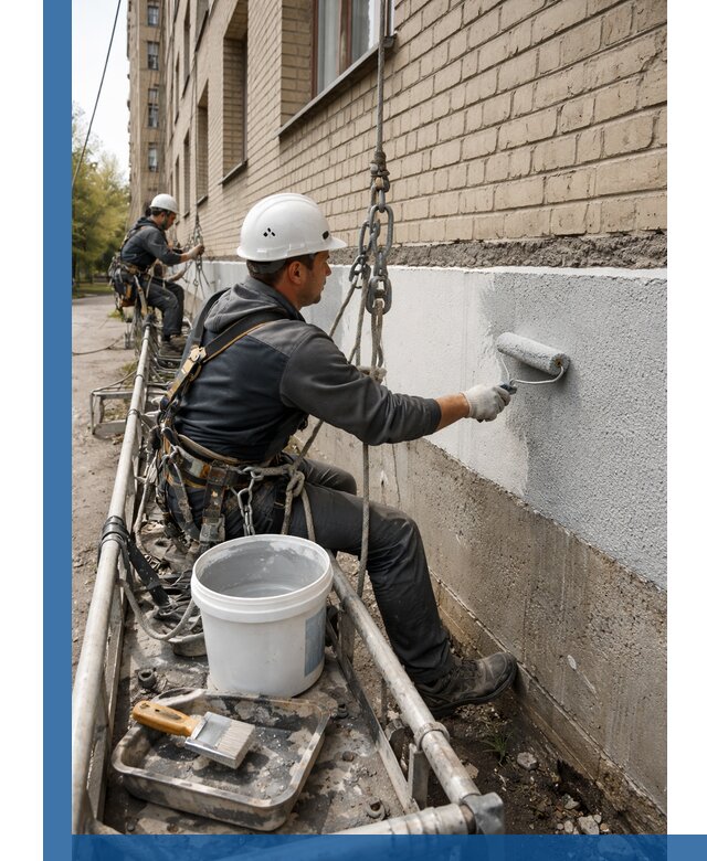 Окраска цоколя здания в Северодвинске профессионально и надежно