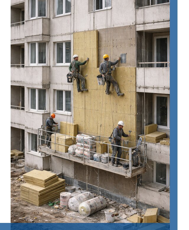 Утепление фасада минватой в Северодвинске от 1518 р. | ВЫСОТНИК-Свр