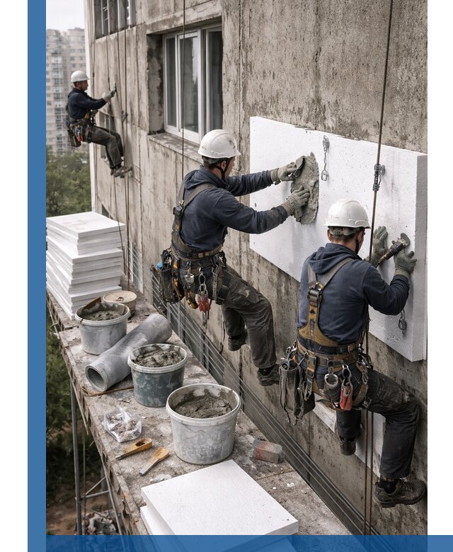 Утепление фасада пенополистиролом в Северодвинске под ключ