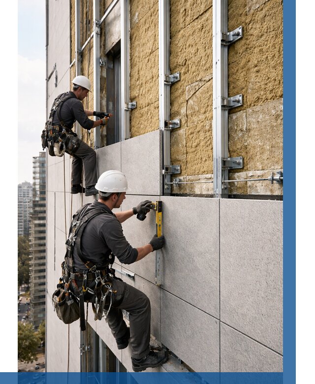 Монтаж вентилируемого фасада в Северодвинске от 3542 р. | ВЫСОТНИК-Свр