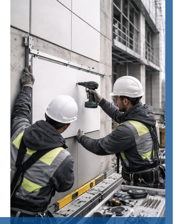 Монтаж композитных панелей фасада в Северодвинске от 2530 р. | ВЫСОТНИК-Свр