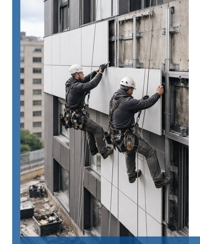 Монтаж композитных панелей фасада в Северодвинске под ключ