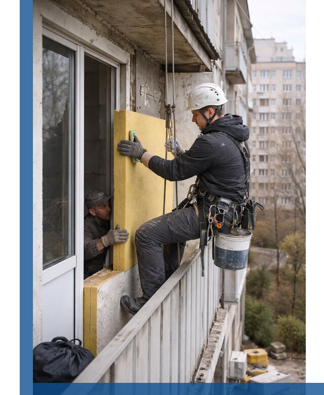 Профессиональное утепление балкона снаружи в Северодвинске под ключ