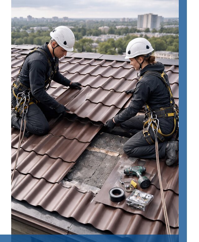 Ремонт металлочерепицы на крыше в Северодвинске от 911 р. | ВЫСОТНИК-Свр