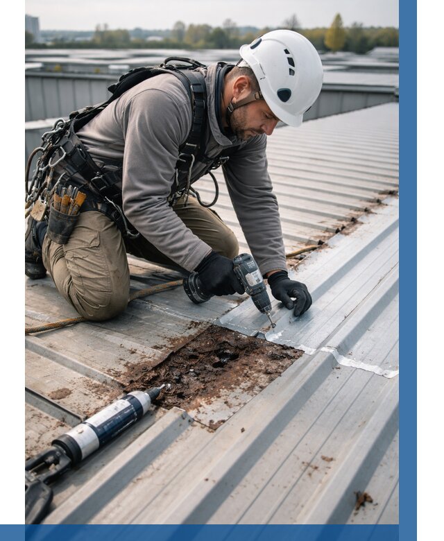 Ремонт профнастила на кровле в Северодвинске от 708 р. | ВЫСОТНИК-Свр