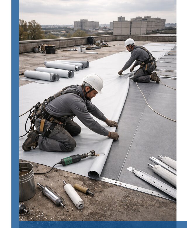 Монтаж мембранной кровли в Северодвинске для промышленных зданий