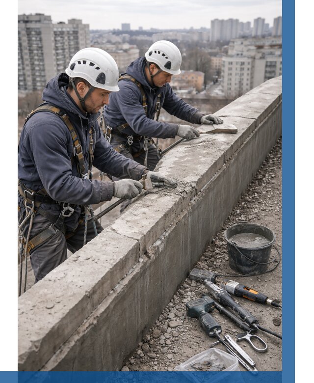 Ремонт парапета на кровле в Северодвинске от 1518 р. | ВЫСОТНИК-Свр