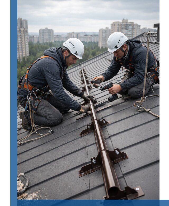 Монтаж снегозадержателей на кровле зданий в Северодвинске под ключ