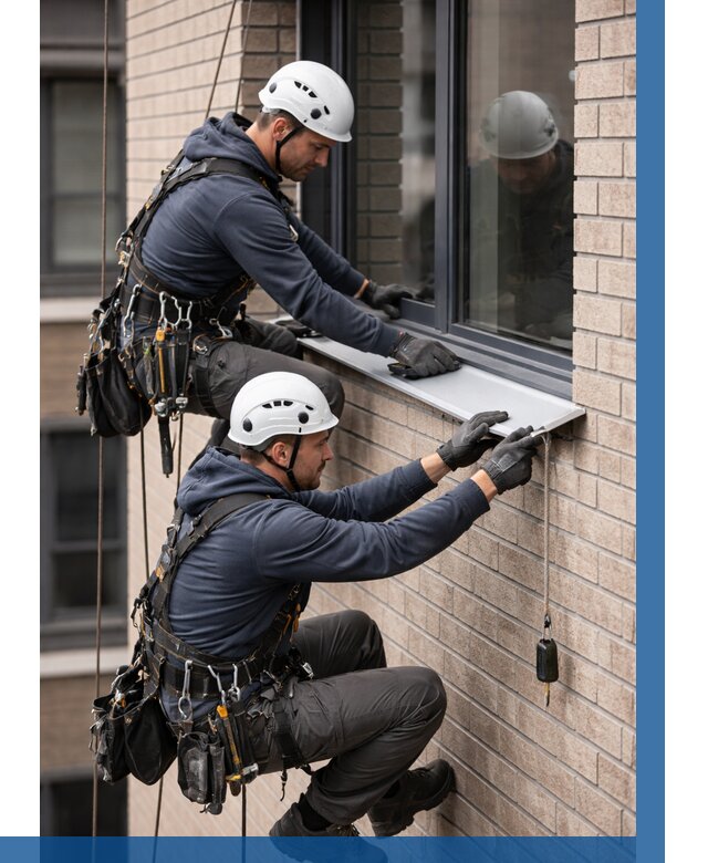 Монтаж оконных отливов под ключ в Северодвинске от 3542 р. | ВЫСОТНИК-Свр