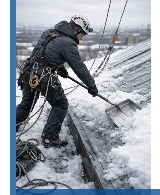 Профессиональная очистка кровли от снега и наледи в Северодвинске