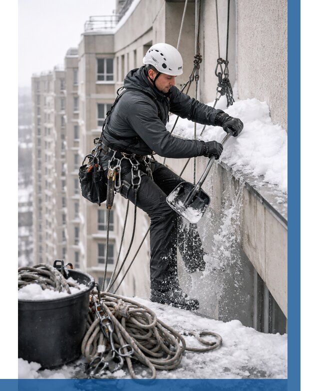 Очистка карнизов от снега в Северодвинске от 304 р. | ВЫСОТНИК-Свр