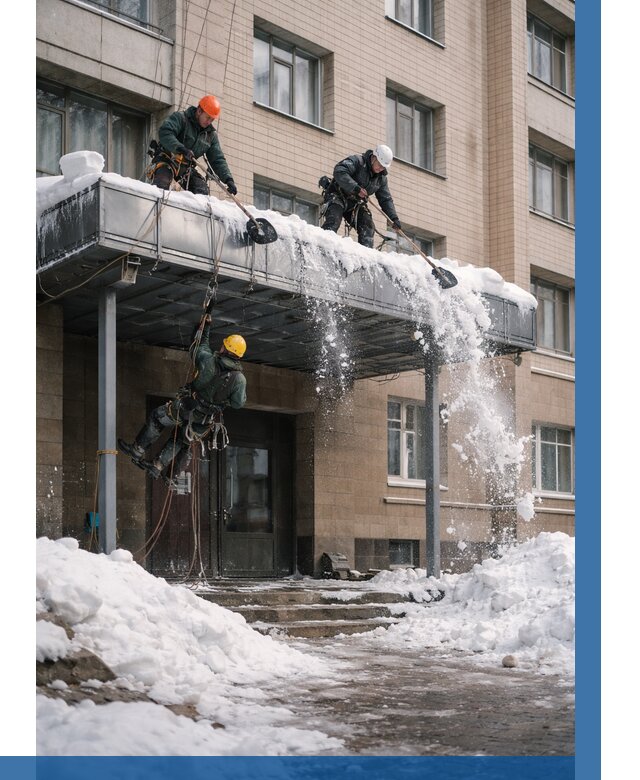 Очистка козырьков от снега в Северодвинске от 3542 р. | ВЫСОТНИК-Свр