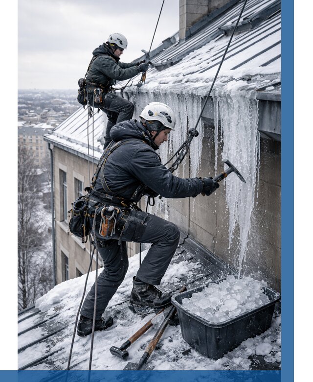 Удаление наледи с кровли в Северодвинске от 5567 р. | ВЫСОТНИК-Свр