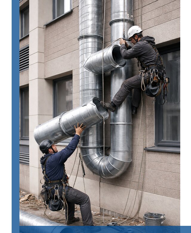 Монтаж фасадных воздуховодов в Северодвинске с герметизацией и крепежом