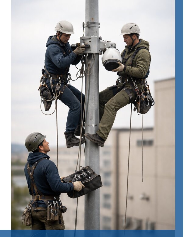 Установка видеокамер на мачте в Северодвинске от 8603 р. | ВЫСОТНИК-Свр