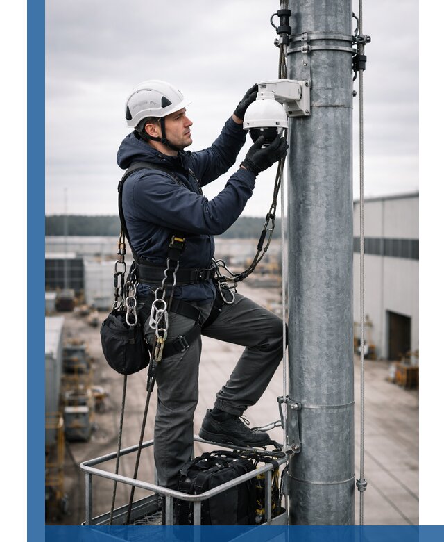 Профессиональная установка видеокамер на мачте в Северодвинске