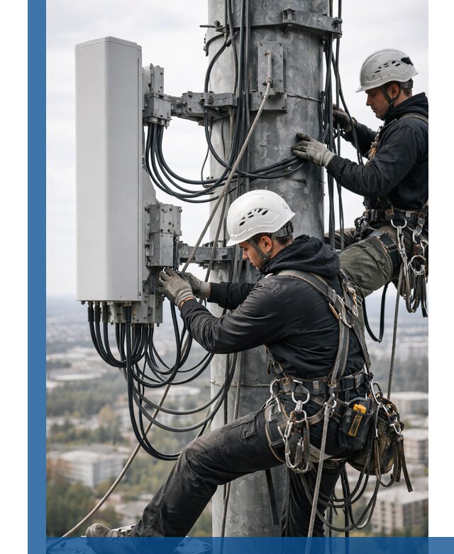 Монтаж оборудования связи на мачте в Северодвинске с пусконаладкой