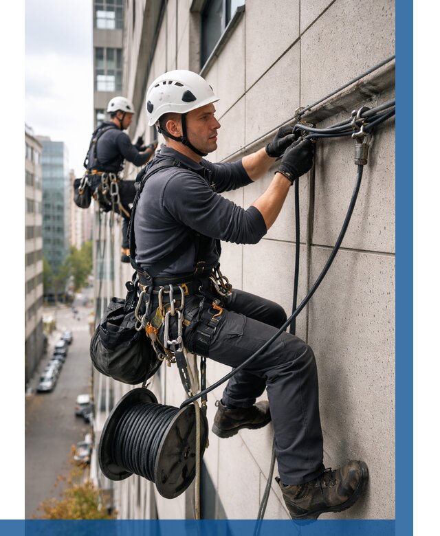 Прокладка кабеля по фасаду в Северодвинске от 354 р. | ВЫСОТНИК-Свр