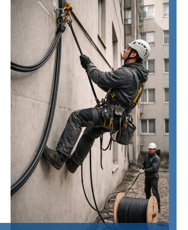 Протяжка кабеля питания на высоте в Северодвинске от 455 р. | ВЫСОТНИК-Свр