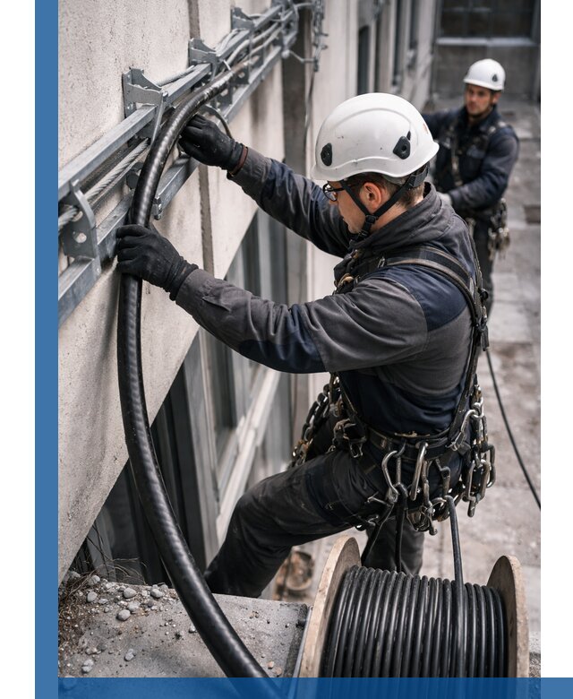 Протяжка кабеля питания на высоте в Северодвинске с гарантией безопасности и качества