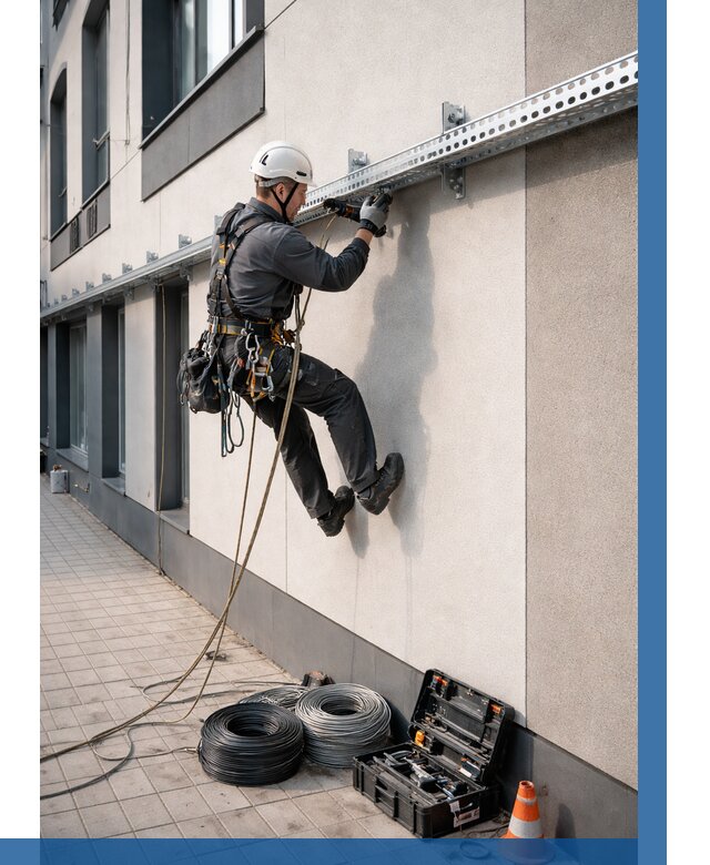 Монтаж кабельных лотков на фасаде в Северодвинске от 1215 р. | ВЫСОТНИК-Свр