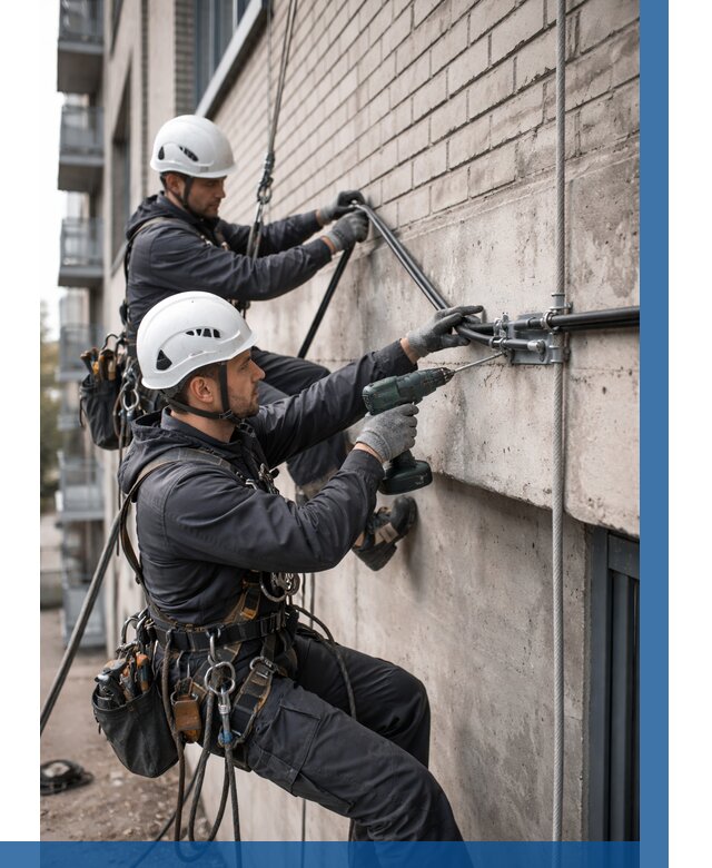 Крепление кабеля на фасаде в Северодвинске от 354 р. | ВЫСОТНИК-Свр