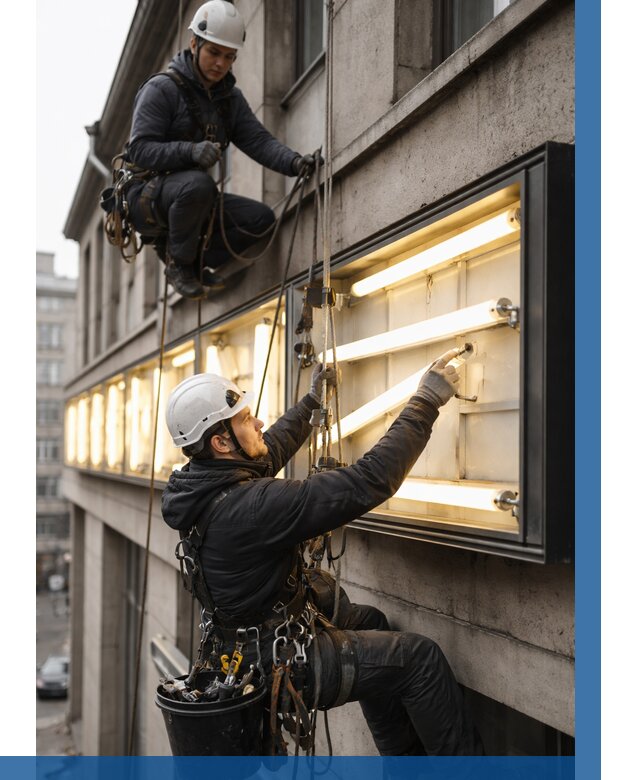 Замена ламп в вывеске в Северодвинске под ключ от 3542 р. | ВЫСОТНИК-Свр