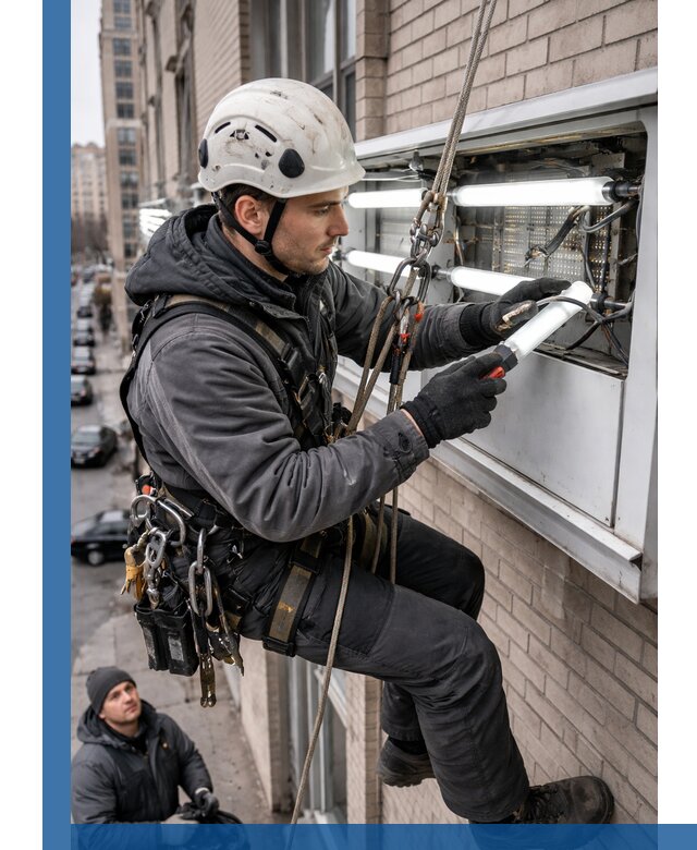 Профессиональная замена ламп в наружной вывеске в Северодвинске