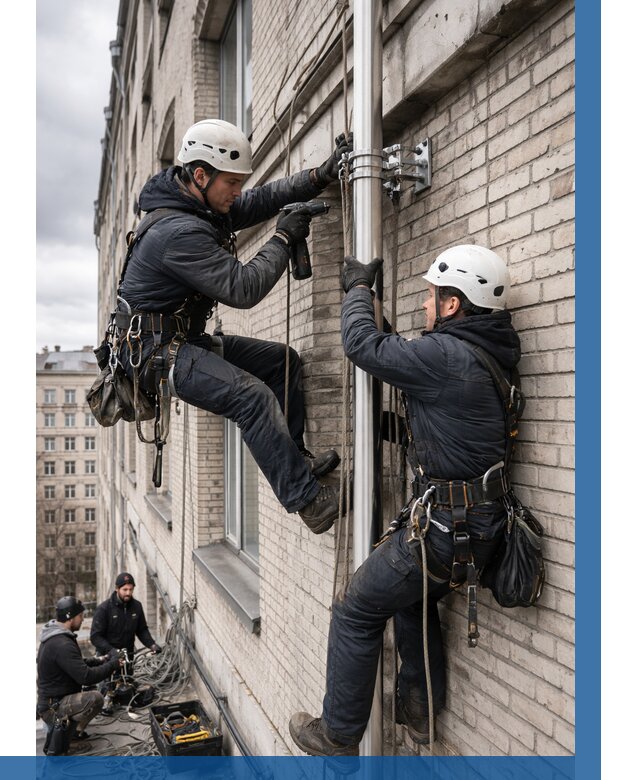 Монтаж флагштока на здании в Северодвинске от 6579 р. | ВЫСОТНИК-Свр