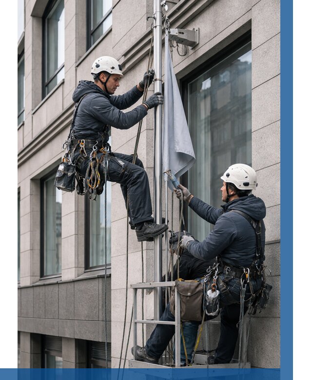 Установка флагов на фасаде в Северодвинске от 4554 р. | ВЫСОТНИК-Свр