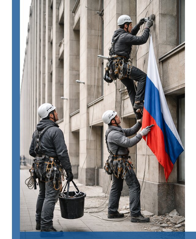 Профессиональная установка флагов на фасаде в Северодвинске