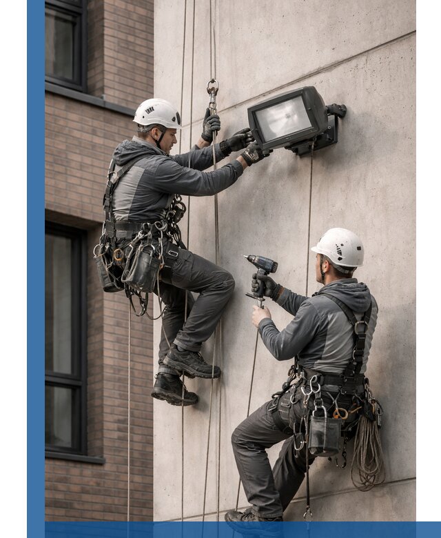 Профессиональный монтаж фасадных прожекторов в Северодвинске под ключ