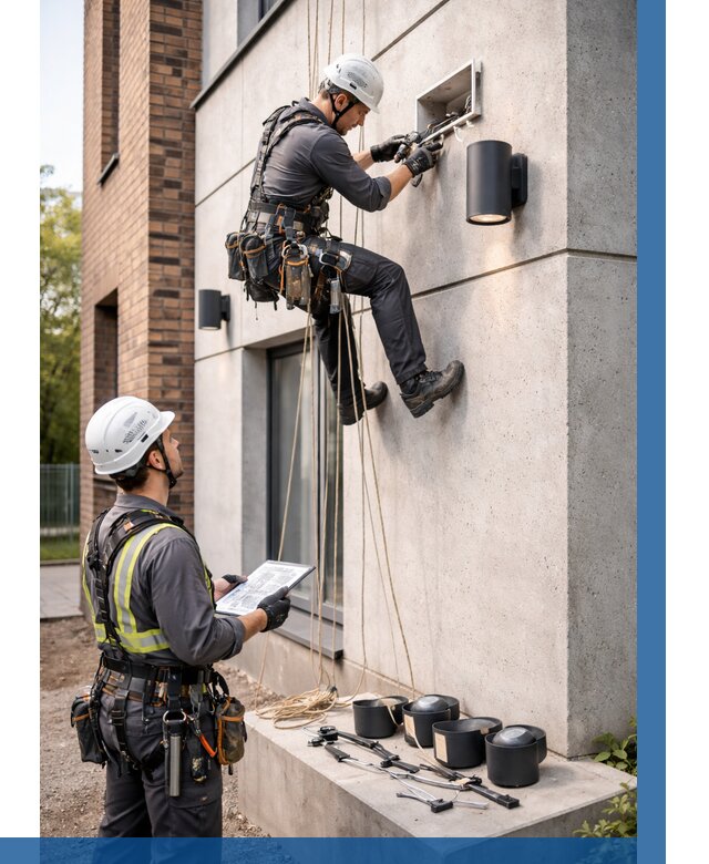 Монтаж фасадного освещения в Северодвинске от 2530 р. | ВЫСОТНИК-Свр