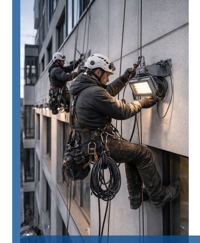 Монтаж фасадного освещения в Северодвинске установка и подключение