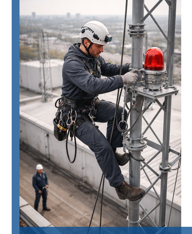 Монтаж заградительных огней и обслуживание объектов в Северодвинске