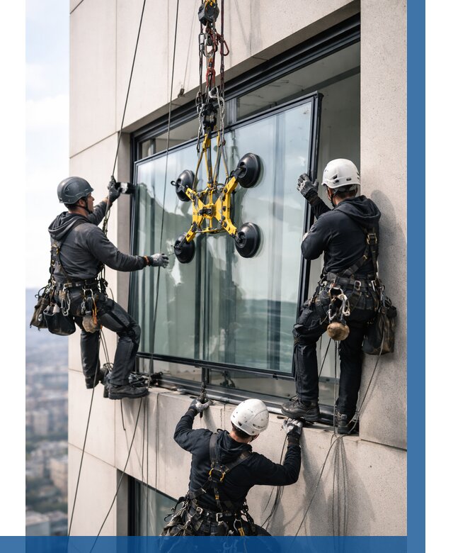 Монтаж стеклопакетов на высоте в Северодвинске от 3239 р. | ВЫСОТНИК-Свр