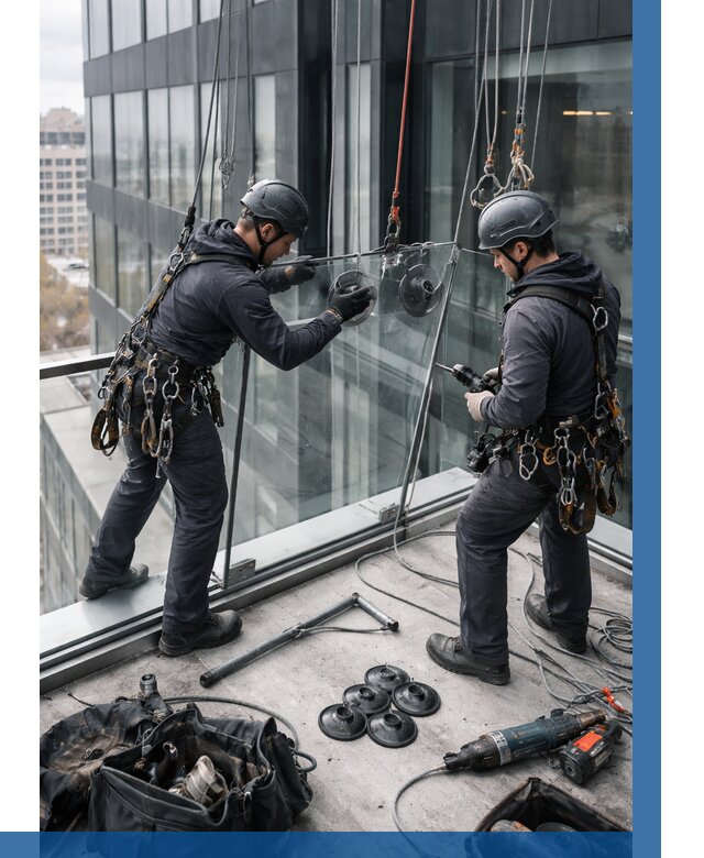 Монтаж стеклянных ограждений в Северодвинске от 2530 р. | ВЫСОТНИК-Свр