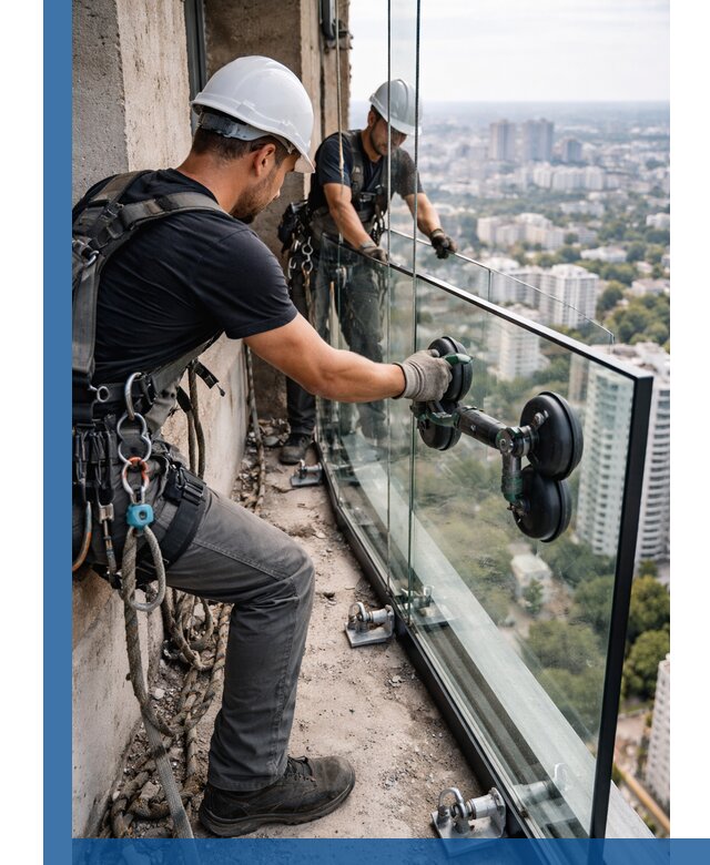 Монтаж стеклянных ограждений под ключ с гарантией в Северодвинске