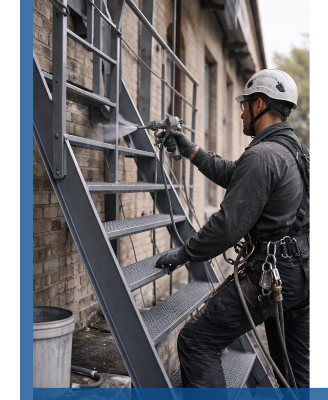 Покраска и антикоррозионная защита пожарных лестниц в Северодвинске