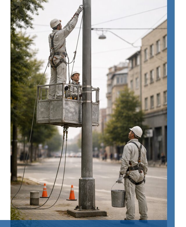 Покраска опор освещения в Северодвинске от 5061 р. | ВЫСОТНИК-Свр