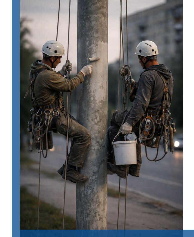 Покраска опор освещения и антикоррозийная защита в Северодвинске