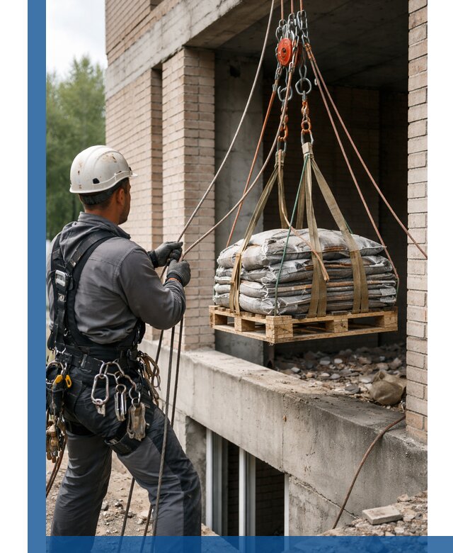 Подъем материалов на этаж веревками в Северодвинске оперативно