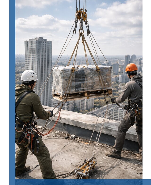 Подъем и монтаж крупногабаритных грузов на крышу в Северодвинске